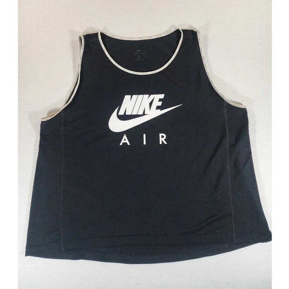 Nike Air Dri-FIT Running Tank Top Women 1X PLUS Black Mesh Sleeveless DB4448-010